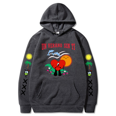 2022. aasta uus Bad Bunny meeste ja naiste trükitud kapuuts Mood Street Hip Hop Hoodie dressipluus Unisex Kvaliteetne kuummüük