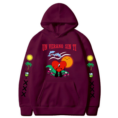 2022. aasta uus Bad Bunny meeste ja naiste trükitud kapuuts Mood Street Hip Hop Hoodie dressipluus Unisex Kvaliteetne kuummüük
