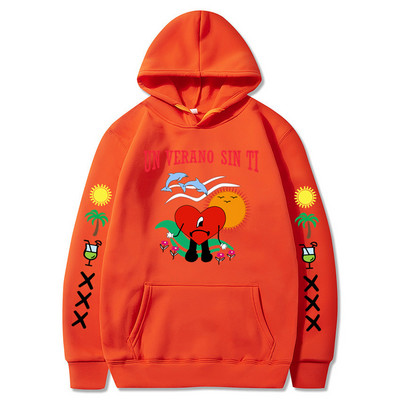 2022. aasta uus Bad Bunny meeste ja naiste trükitud kapuuts Mood Street Hip Hop Hoodie dressipluus Unisex Kvaliteetne kuummüük