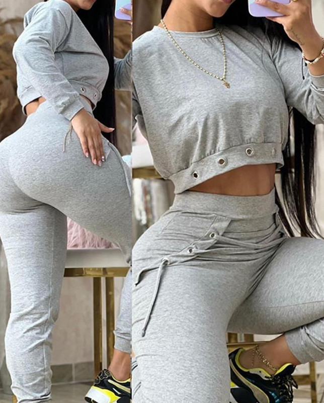 Vaba kaheosaline naiste komplekt, pikkade varrukatega aasaga dressipluus ja paeltega mansettidega dressipükste komplekt, 2023. aasta uus sügisülikonnad tänavarõivad