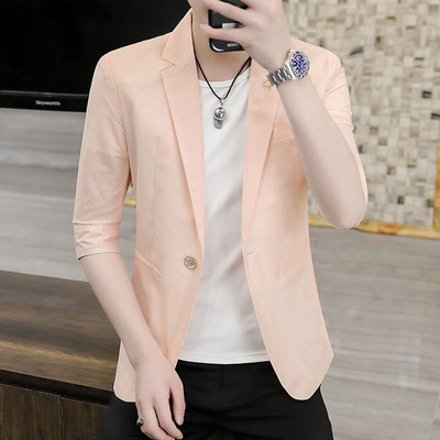 VERSMA korejski stil šuplji ružičasti muški sakoi s otisnutim kaputom Ženski plavi sako kratkih rukava za dječake Blazer Masculino Dropshipping