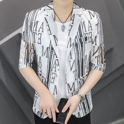 VERSMA korejski stil šuplji ružičasti muški sakoi s otisnutim kaputom Ženski plavi sako kratkih rukava za dječake Blazer Masculino Dropshipping