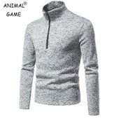 Ανοιξιάτικο και Φθινόπωρο Ανδρικό Μακρυμάνικο Πουλόβερ Μόδα Στάντ Γιακά Πουλόβερ με φερμουάρ Casual Παλτό μονόχρωμο 4XL