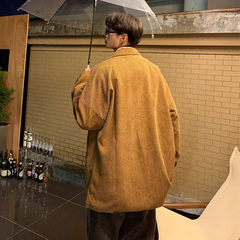 Bleiserid meeste velvet Sügis vabaaja vintage Korea kontor lahtised rõivad taskud Harajuku rõivad minimalistlik kolledž