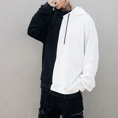 Dupla színű Streetwear pulóver kapucnis pulóverek nagyméretű kapucnis pulóver férfi őszi alkalmi kapucnis férfi kapucnis pulóver