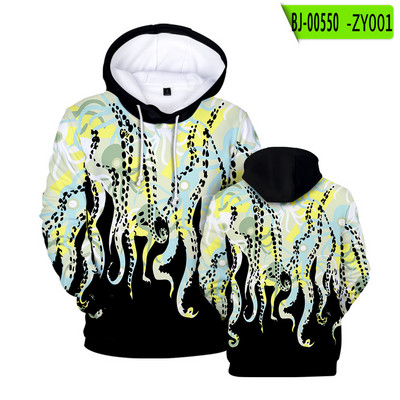 Octopus Tentacles εμπριμέ κουκούλες 2022 Φθινοπωρινό χειμερινό πουλόβερ Ανδρικά γυναικεία ρούχα Υπερμεγέθη casual μόδα Φούτερ χιπ χοπ