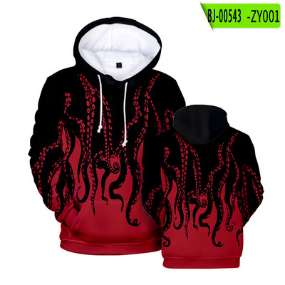 Octopus Tentacles εμπριμέ κουκούλες 2022 Φθινοπωρινό χειμερινό πουλόβερ Ανδρικά γυναικεία ρούχα Υπερμεγέθη casual μόδα Φούτερ χιπ χοπ
