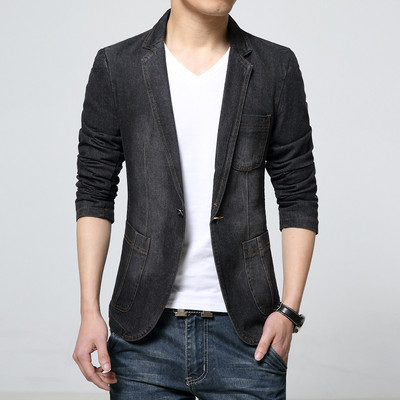 Naujas vyriškas džinsinis švarkas Vyriškas madinga medvilnė senovinė kostiumo striukė 4XL vyriškas mėlynas paltas džinsinis švarkas Vyriški ploni džinsai švarkai