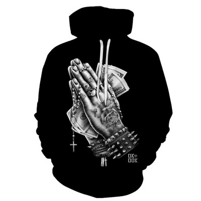 Νέο Streetwear Prayer Money χέρι Ανδρικά Γυναικεία Πουλόβερ Μακρυμάνικο 3D εμπριμέ Φούτερ Hoodies Boy Kids Fashion Casual Jacket