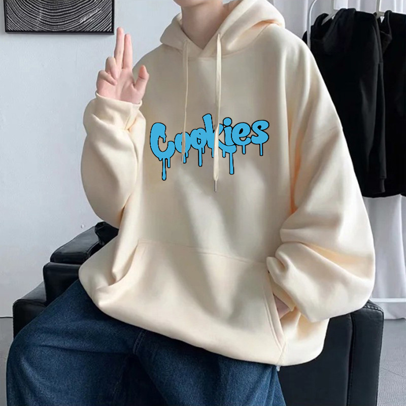 Modni kolačići s grafičkim puloverima s kapuljačom i slovima Ležerne crne majice s dugim rukavima Modne majice s uzicom s okruglim izrezom