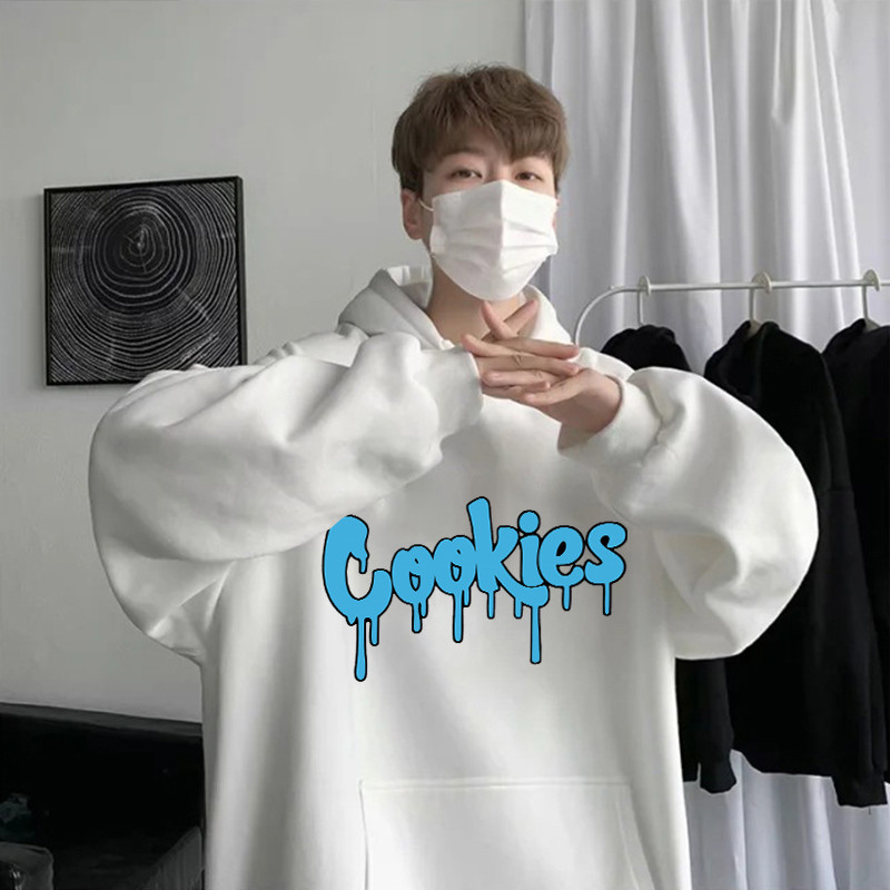 Modni kolačići s grafičkim puloverima s kapuljačom i slovima Ležerne crne majice s dugim rukavima Modne majice s uzicom s okruglim izrezom