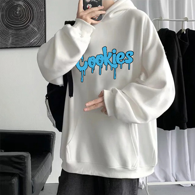 Modni kolačići s grafičkim puloverima s kapuljačom i slovima Ležerne crne majice s dugim rukavima Modne majice s uzicom s okruglim izrezom