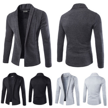 Ανδρικό μονόχρωμο ζακέτα με μακρυμάνικο μπουφάν πουλόβερ με λεπτή εφαρμογή, πλεκτό παλτό 2020 Hot Selling Μονόχρωμο All-Match