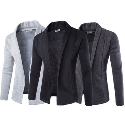 Blazer solid pentru bărbați Cardigan cu mânecă lungă, ocazional, cu croiala subțire, jachetă din tricot, 2020, vânzări fierbinți, culoare solidă, toate se potrivesc