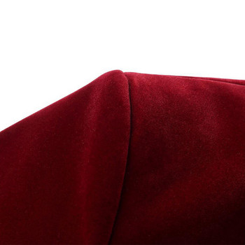 URSPORTTECH Φθινοπωρινό, Χειμερινό Velvet Blazer Wine Red Ανδρικό κοστούμι αναψυχής Μπουφάν Γαμπρός Γαμπρός Τραγουδιστής Slim Fit Blazer Hombre Masculino