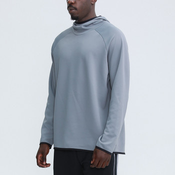 2023 Νέα μονόχρωμα αθλητικά φούτερ με κουκούλα Ανδρική μακρυμάνικη μπλούζα με όρθιο γιακά Φαρδιά φούτερ γυμναστικής για τρέξιμο