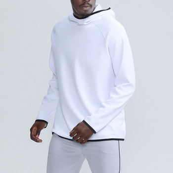 2023 Νέα μονόχρωμα αθλητικά φούτερ με κουκούλα Ανδρική μακρυμάνικη μπλούζα με όρθιο γιακά Φαρδιά φούτερ γυμναστικής για τρέξιμο