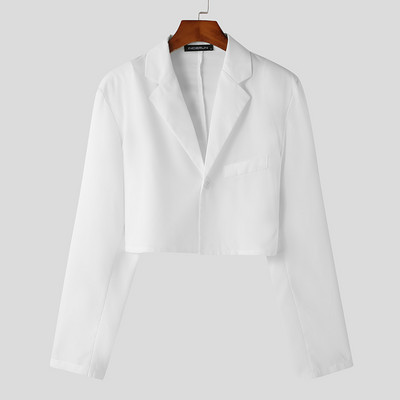 2023. aasta meeste bleiser, ühevärviline reväär, pikkade varrukatega, sügise vabaaja ülikonnad, ühe nööbiga tänavarõivad, mood meeste mantlid S-5XL INCERUN