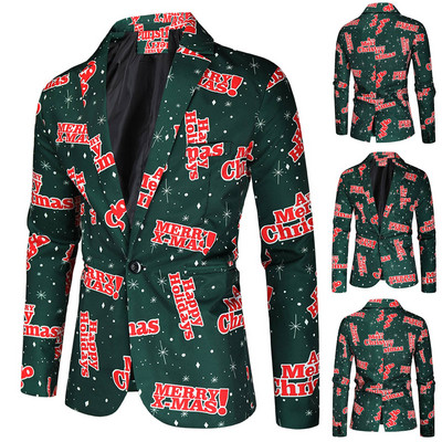 Moeprinteriga kostüüm jakk Meeste jõulumantel Punane Roheline Naljakas kostüüm Homme Uus Meeste Bleiser Suures suuruses jakid peole