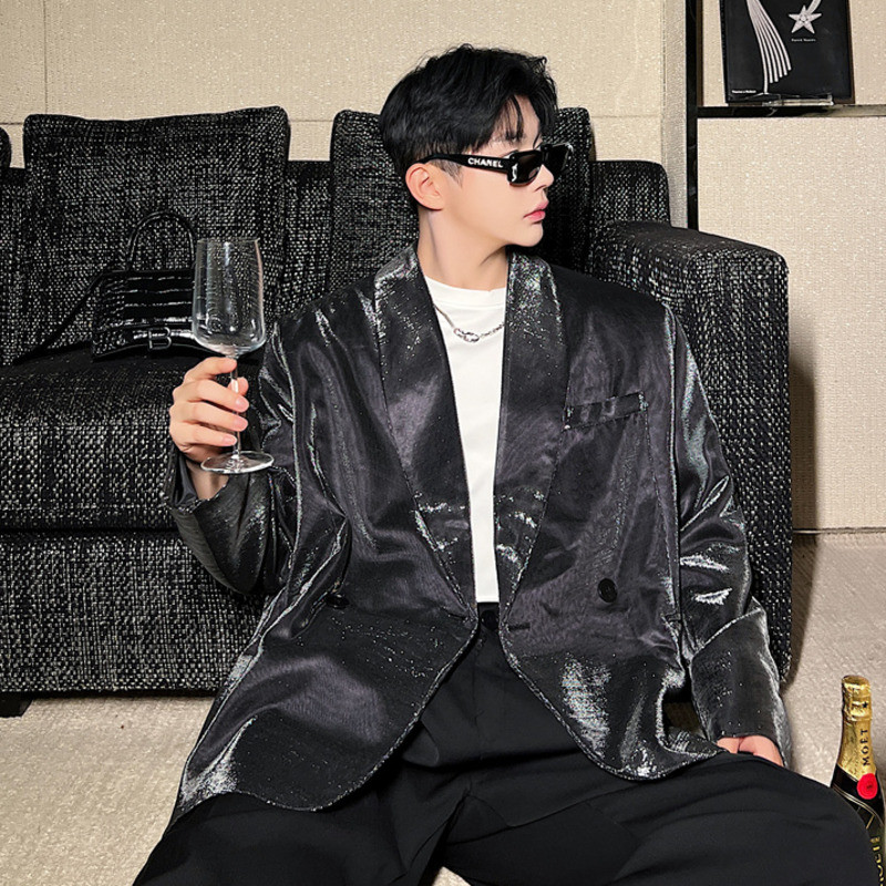 IEFB Trendy ανδρικό σακάκι σακάκι υγρό μεταλλικό κοστούμι πολύχρωμο σακάκι εξατομικευμένο ανδρικό διπλό ρούχο 2023 Φθινόπωρο 9C1345