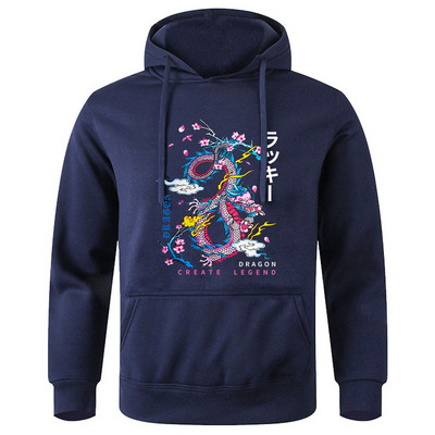 Dragon Create Legend Hoodie s kapuljačom s otisnutim oblacima Muški hip hop noviteti Puloveri Prozračne mekane majice s kapuljačom Ležerna modna majica s kapuljačom