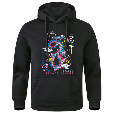 Dragon Create Legend Hoodie s kapuljačom s otisnutim oblacima Muški hip hop noviteti Puloveri Prozračne mekane majice s kapuljačom Ležerna modna majica s kapuljačom