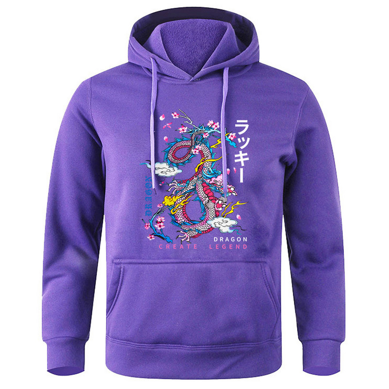 Dragon Create Legend Hoodie s kapuljačom s otisnutim oblacima Muški hip hop noviteti Puloveri Prozračne mekane majice s kapuljačom Ležerna modna majica s kapuljačom