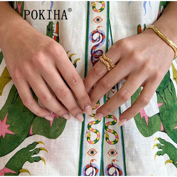 Pokiha Summer Print Дамска риза с еластична талия Шорти Комплекти Плажни ваканционни ежедневни свободни костюми Ризи с къс ръкав Комплекти от две части