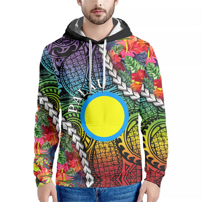 Drop dostava Prilagođena sportska odjeća Polinezijskih plemena Palau Otoci Cvjetni print Ležerne majice s kapuljačom Dugi rukavi Puloveri s kapuljačom