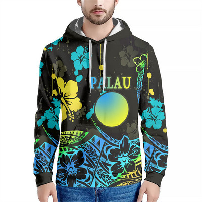 Drop dostava Prilagođena sportska odjeća Polinezijskih plemena Palau Otoci Cvjetni print Ležerne majice s kapuljačom Dugi rukavi Puloveri s kapuljačom
