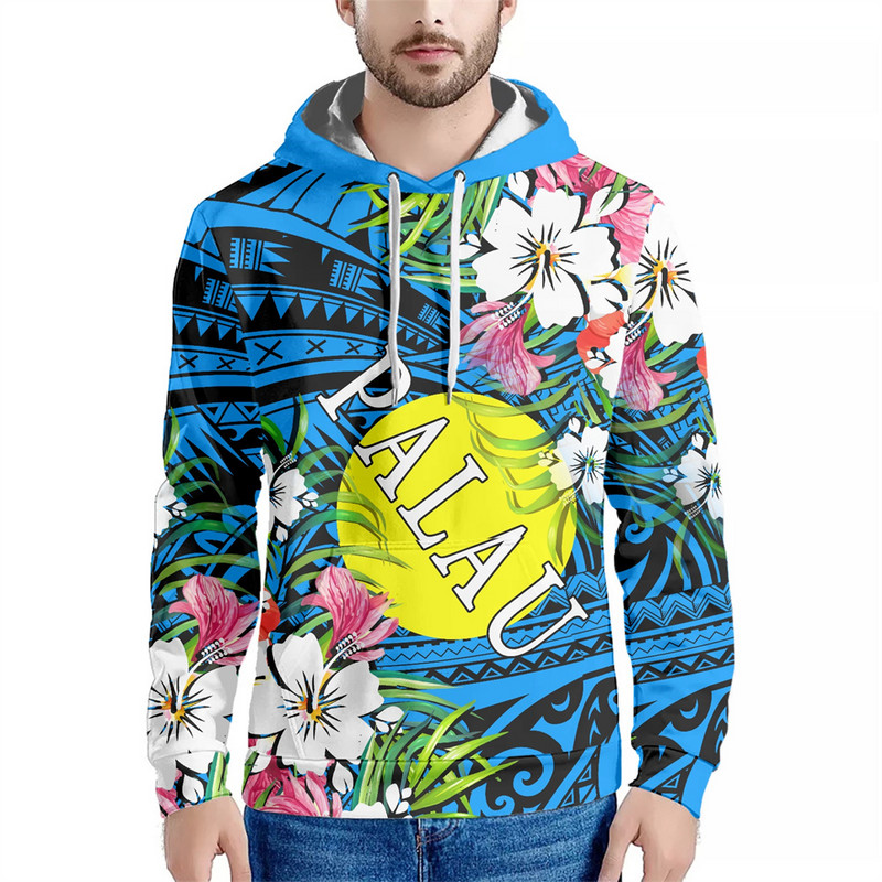 Drop dostava Prilagođena sportska odjeća Polinezijskih plemena Palau Otoci Cvjetni print Ležerne majice s kapuljačom Dugi rukavi Puloveri s kapuljačom