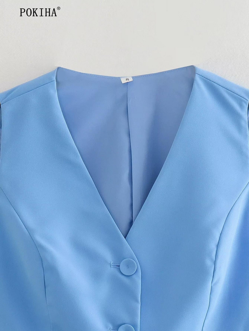 Pokiha uus mood naiste küljetaskud ees nööbid vest ja kõrge vöökoht lõhestatud midi seelikud naistele kaheosalised komplektid Mujer