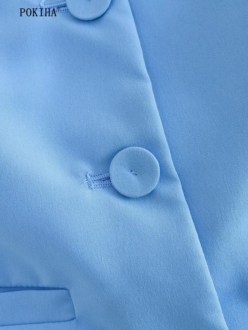 Pokiha uus mood naiste küljetaskud ees nööbid vest ja kõrge vöökoht lõhestatud midi seelikud naistele kaheosalised komplektid Mujer