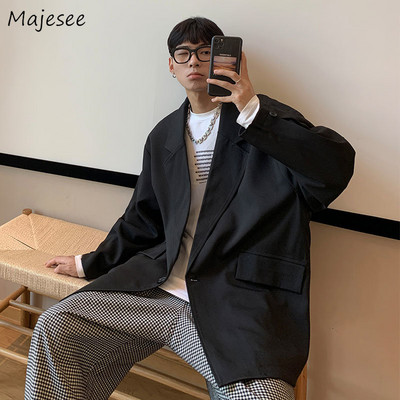 Blazere Bărbați Casual Retro Frumoși Bland Ulzzang Baggy Adolescenți Îmbrăcăminte completă Moda Personale Britanice Hipsteri Elegant Kpop