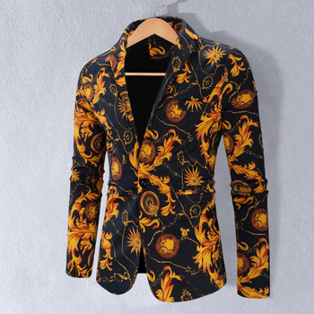 Κομψό ανδρικό κοστούμι παλτό μόδας στάμπα με ένα κουμπί ιδιοσυγκρασία πολύχρωμο μοτίβο σακάκι πέτο
