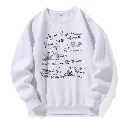 Mathematical Formula Print Férfi kapucnis pulóverek Crew Neck Basic meleg kapucnis, bő, nagyméretű polár kapucnis kapucnis O-nyakú alkalmi ruházat