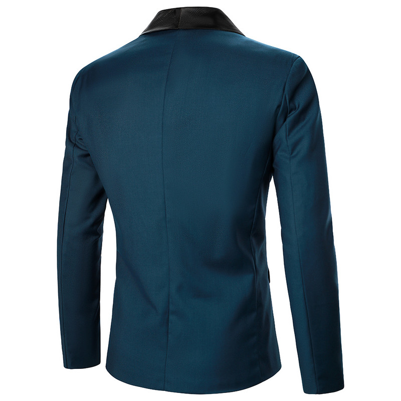 Meeste bleiser Dekoratiivne rinnatasku Kontrastvärv Satiinist krae põhjus Ametlik igapäevane pulm Meeste pikkade varrukatega ühe nupuga bleiser