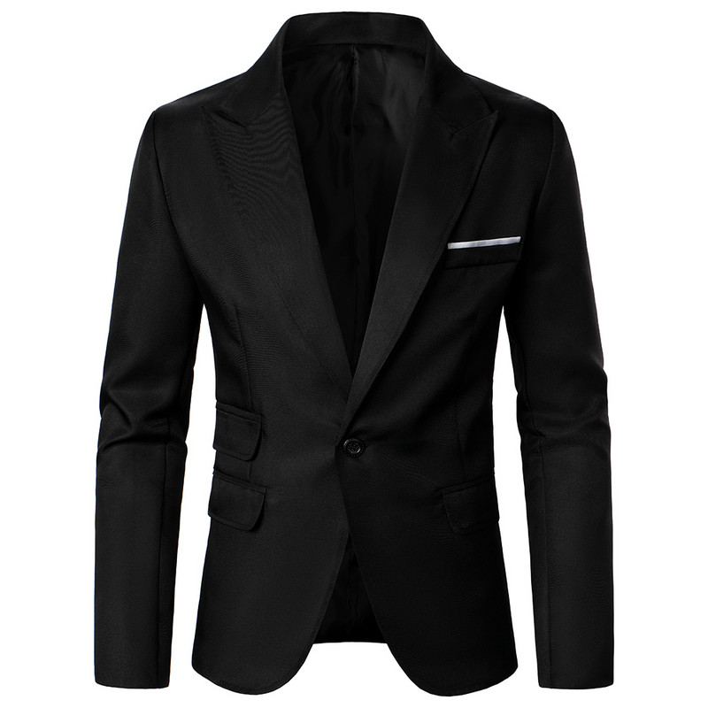 Meeste bleiser, dekoratiivne rinnatasku disain meeste ülikond pulmadeks põhjuslik pidulik igapäevane meeste pikkade varrukatega ühe nööbiga bleiser