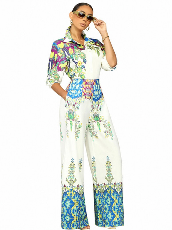 2-osalised komplektid Uus saabumine Naiste kevad-sügis Sobivad komplektid Lilletrükk Kaheosalised komplektid Ülemised püksid Ülikonnad Riided Riietus