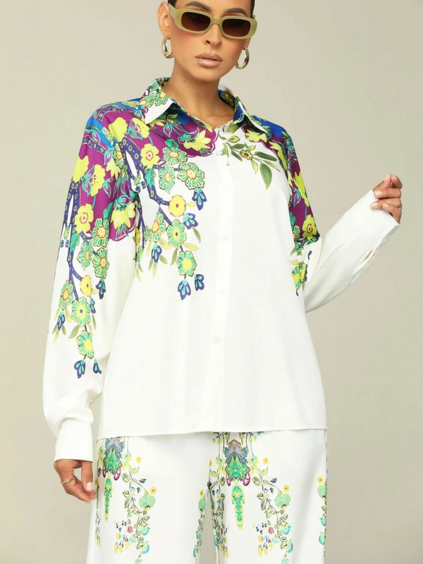 2-osalised komplektid Uus saabumine Naiste kevad-sügis Sobivad komplektid Lilletrükk Kaheosalised komplektid Ülemised püksid Ülikonnad Riided Riietus