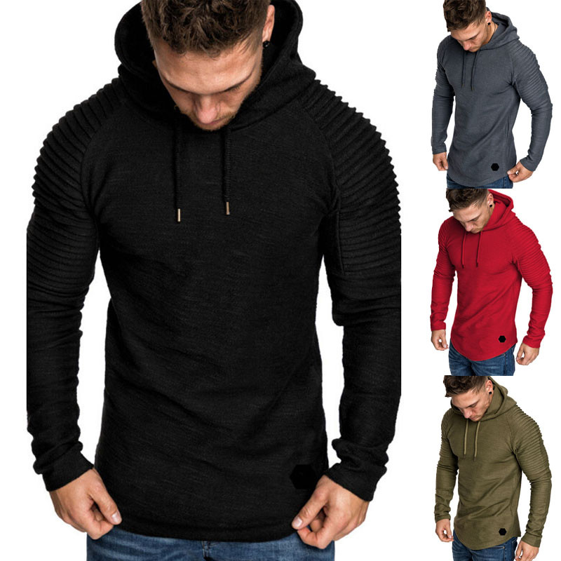 Sügistalvine meeste vabaaja kapuutsiga dressipluus Outwear Uus mood meeste pikkade varrukatega ühevärviline vabaaja kapuutsiga pullover