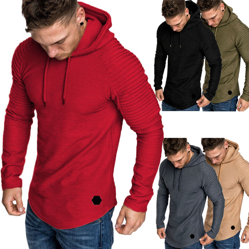 Sügistalvine meeste vabaaja kapuutsiga dressipluus Outwear Uus mood meeste pikkade varrukatega ühevärviline vabaaja kapuutsiga pullover