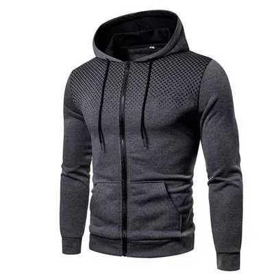 Rudens pavasario vyriškas švarkas Megztinis su tašku Streetwear Hoody Clothing Laisvalaikis Užtrauktukas Sportinis kostiumas Muscle Vyriškos striukės su gobtuvu