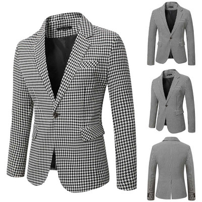 Meeste vabaaja triibulised bleiserid mantlid Korea mood Meeste riided Sügis- ja talveülikond Jope Meeste Slim Fit Tänavarõivaste Ülikonnamantel