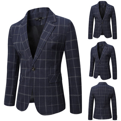 Meeste vabaaja triibulised bleiserid mantlid Korea mood Meeste riided Sügis- ja talveülikond Jope Meeste Slim Fit Tänavarõivaste Ülikonnamantel