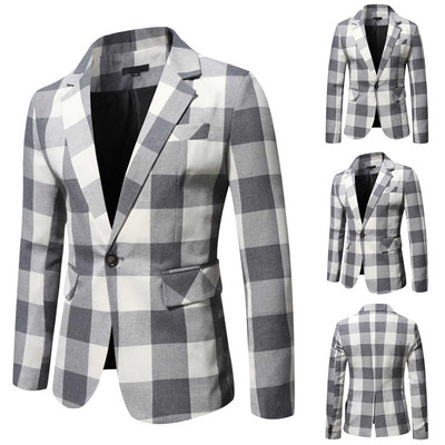 Meeste vabaaja triibulised bleiserid mantlid Korea mood Meeste riided Sügis- ja talveülikond Jope Meeste Slim Fit Tänavarõivaste Ülikonnamantel