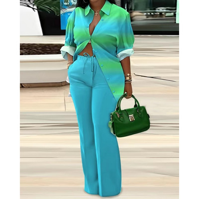 2-osalised naiste komplektid 2023, uus saabumine, suve sügis, sobivad komplektid triibuline printimine kaheosalised komplektid ülemised püksid ülikonnad komplektid rõivad