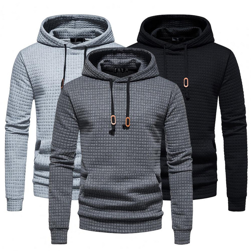 Μόδα ανδρική φούτερ με κουκούλα ελαστικό κορδόνι ζωγραφικής Ζεστό φθινοπωρινό χειμωνιάτικο ανδρικό μονόχρωμο πουλόβερ με κουκούλα Streetwear
