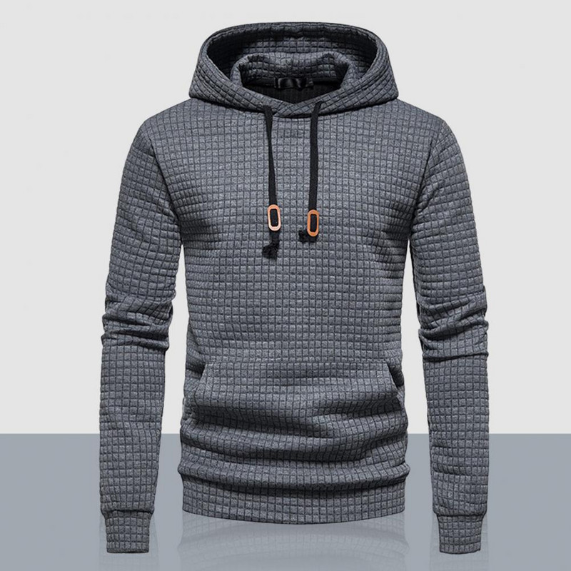 Μόδα ανδρική φούτερ με κουκούλα ελαστικό κορδόνι ζωγραφικής Ζεστό φθινοπωρινό χειμωνιάτικο ανδρικό μονόχρωμο πουλόβερ με κουκούλα Streetwear