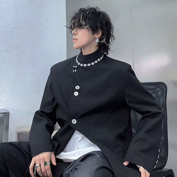 Blazers Ανδρικό Κορεάτικο Στιλ Μοντέρνο Μαύρο Unisex ρετρό κολάρο με μονόχρωμα ρούχα Harajuku Μινιμαλιστικά ρούχα παντός αγώνα